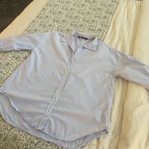 Zara 100% Cotton Blue Striped Button Down